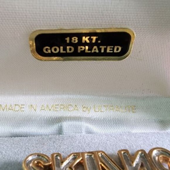 Vintage Diamond 18KT Gold Plated Ski Pin Made in America by Ultralite- Orig. Box - Picture 9 of 13